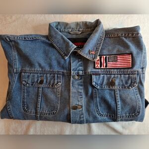 Vintage Winchester Apparel Denim Jacket USA Flag Patch Men’s Medium